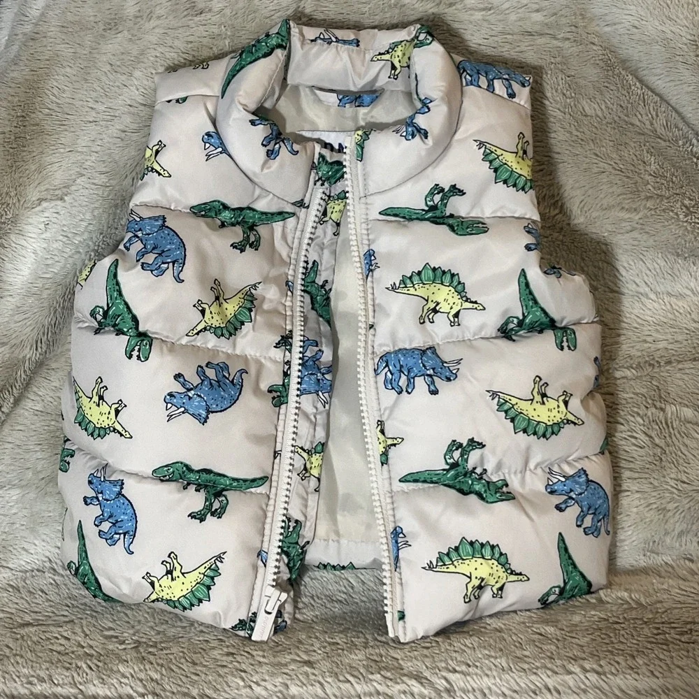 Dinosaur Puffer Vest For Infants Size 3 - 6 Months Old Navy T-Rex